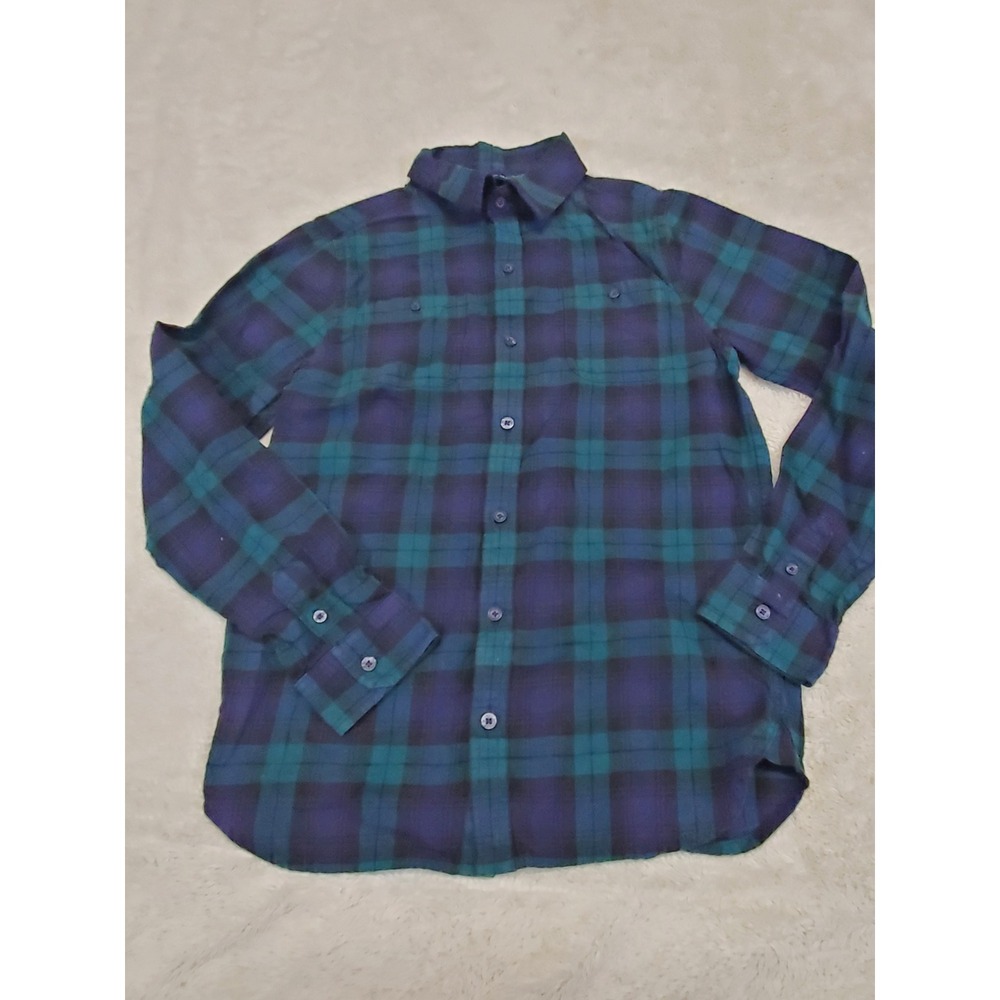 Janie and Jack Green Blue Plaid Long Sleeve Button Down Dress Shirt Top Boy 12